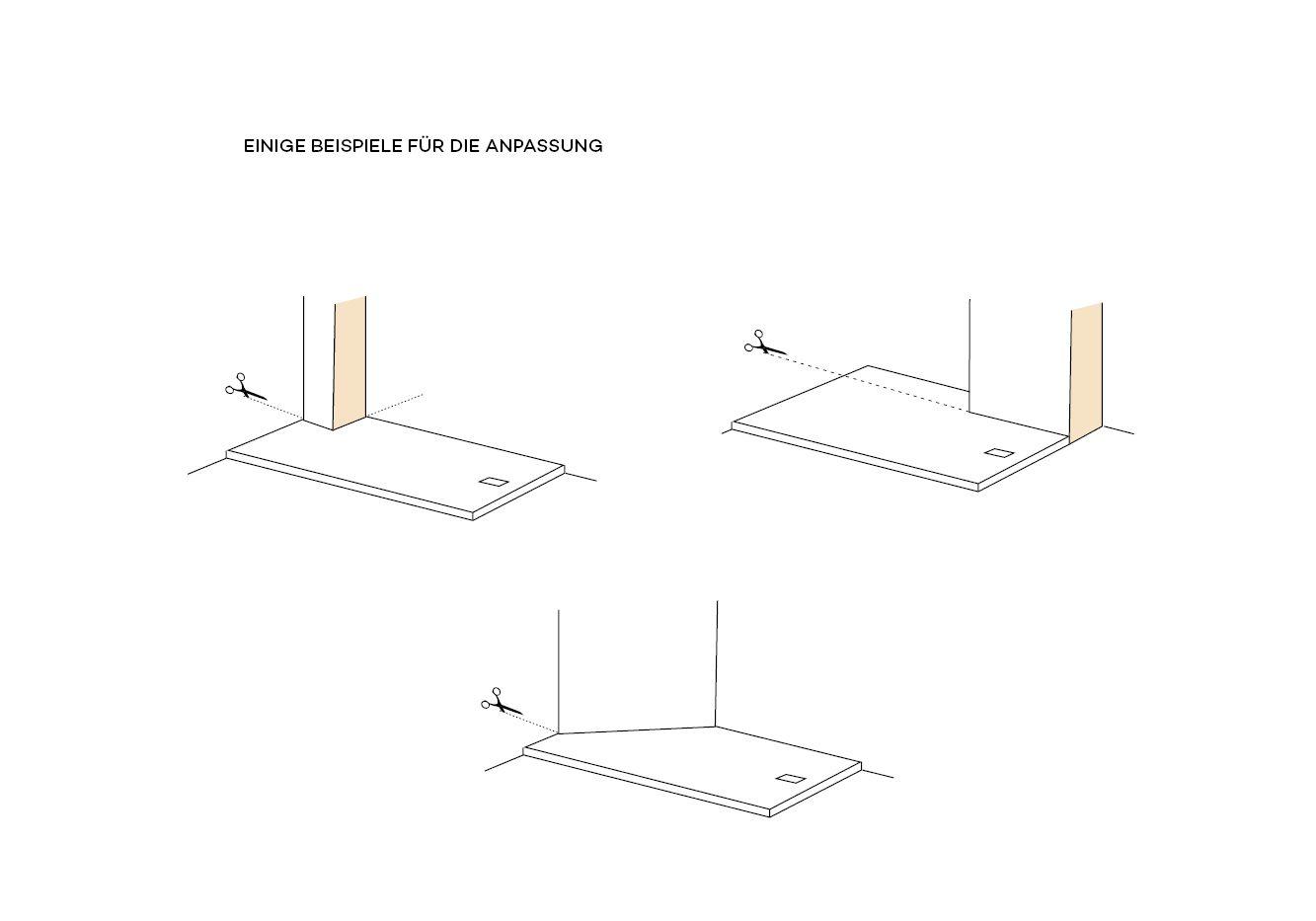 KLUDI-TERRA Duschwannen können individuell zugeschnitten werden und bieten so vielfältige Lösungen für Ihren Duschbereich. Diese individuelle Anpassung stellt sicher, dass Sie die perfekte Passform und das perfekte Design für Ihren Badezimmerraum erreichen.